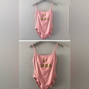 Kate Spade Hey Sunshine Pink and Gold One Piece Swimsuit
